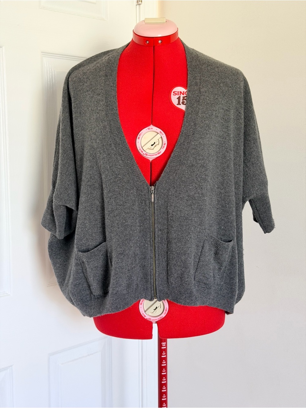 Y2K Design History Cashmere Jersey Cape Sweater Zip Dolman Oversized Cardigan S